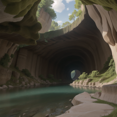 Image For Post Anime, cave, river, forest, shield, surprise, HD, 4K, AI Generated Art