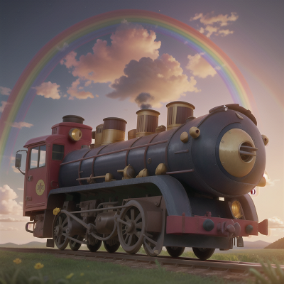 Image For Post Anime, car, centaur, rainbow, train, shield, HD, 4K, AI Generated Art