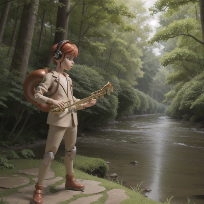 Image For Post Anime, forest, river, saxophone, virtual reality, cyborg, HD, 4K, AI Generated Art