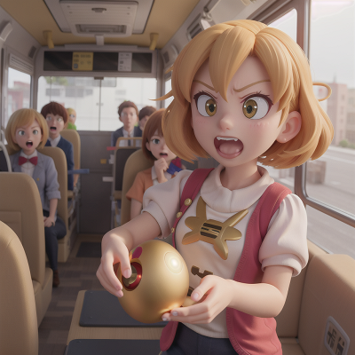 Image For Post Anime, laser gun, golden egg, joy, bus, anger, HD, 4K, AI Generated Art