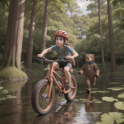 Image For Post Anime, bicycle, key, treasure, bear, swamp, HD, 4K, AI Generated Art