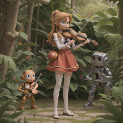 Image For Post Anime, violin, robot, maze, jungle, king, HD, 4K, AI Generated Art