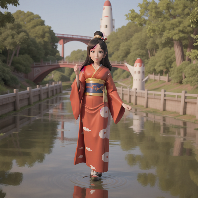 Image For Post Anime, geisha, queen, bridge, rocket, swamp, HD, 4K, AI Generated Art
