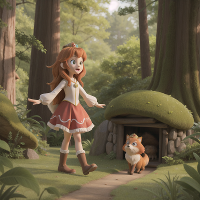 Image For Post Anime, princess, bigfoot, fox, enchanted forest, forest, HD, 4K, AI Generated Art