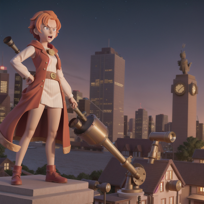 Image For Post Anime, anger, telescope, statue, city, queen, HD, 4K, AI Generated Art