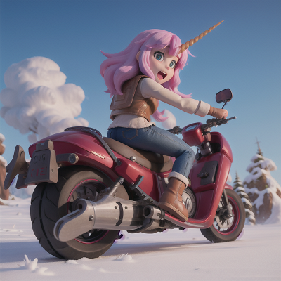 Image For Post Anime, crystal, motorcycle, unicorn, sled, surprise, HD, 4K, AI Generated Art