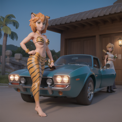 Image For Post Anime, car, detective, statue, sabertooth tiger, mermaid, HD, 4K, AI Generated Art