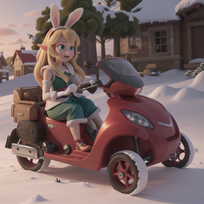 Image For Post Anime, sled, elf, queen, car, rabbit, HD, 4K, AI Generated Art