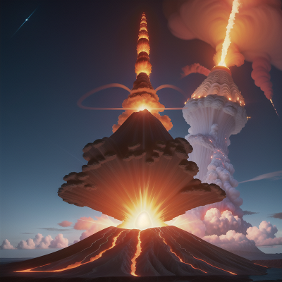 Image For Post Anime, volcanic eruption, wizard's hat, energy shield, submarine, helicopter, HD, 4K, AI Generated Art