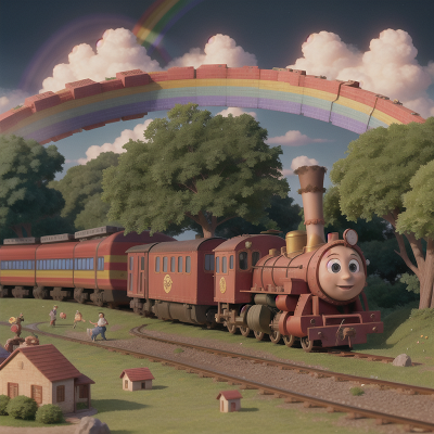 Image For Post Anime, carnival, train, cavemen, rainbow, forest, HD, 4K, AI Generated Art
