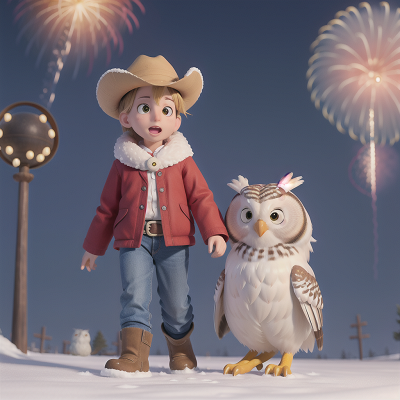 Image For Post Anime, snow, owl, cowboys, fireworks, rabbit, HD, 4K, AI Generated Art