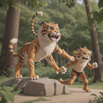 Image For Post Anime, sabertooth tiger, monkey, confusion, sphinx, bigfoot, HD, 4K, AI Generated Art