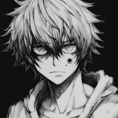 Image For Post | Sketch of L from Death Note, hatching technique and stippling shading. black and white manga pfp pfp for discord. - [Manga Anime PFP](https://hero.page/pfp/manga-anime-pfp)