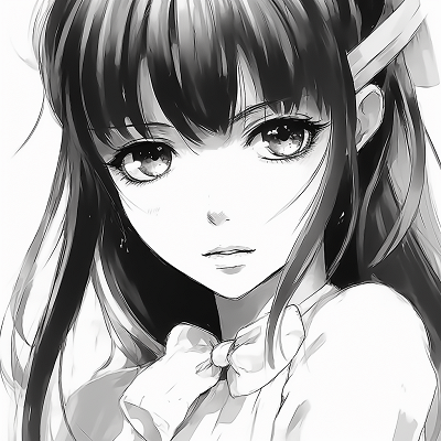 Image For Post | Classic anime girl portrait in black and white, distinctive linework and eyes. classic black and white anime girl pfp pfp for discord. - [Top Black And White PFP Anime](https://hero.page/pfp/top-black-and-white-pfp-anime)
