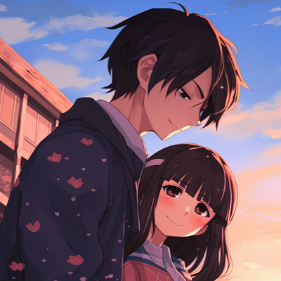 Image For Post | Taki and Mitsuha in a star-studded backdrop, focus on characters against a detailed night sky. couple anime for matching pfp aesthetics pfp for discord. - [Couple Anime Matching PFP Inspiration](https://hero.page/pfp/couple-anime-matching-pfp-inspiration)