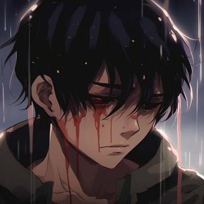 Image For Post | Somber look of Eren Yeager, crisp linework and muted tones. anime depressed pfp: male characters pfp for discord. - [Anime Depressed PFP Collection](https://hero.page/pfp/anime-depressed-pfp-collection)
