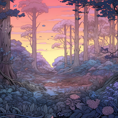 Image For Post Artistic Forest Drawing Twilight Sketch - Wallpaper