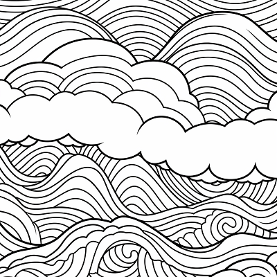 Image For Post Abstract Rainbow Waves - Printable Coloring Page