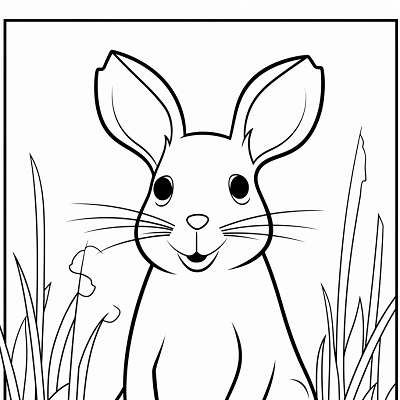 Image For Post Bunny in Meadow - Printable Coloring Page