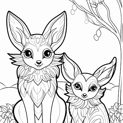 Image For Post | Adventure of Eevee and its various evolution stages in the world of Pokemon; with sharp outlines with moderate details. printable coloring page, black and white, free download - [Eevee Evolutions Coloring Pages: Adult, Kids, Pokemon Coloring](https://hero.page/coloring/eevee-evolutions-coloring-pages:-adult-kids-pokemon-coloring)