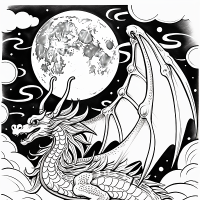Image For Post Graceful Dragon Midnight Prowler - Printable Coloring Page