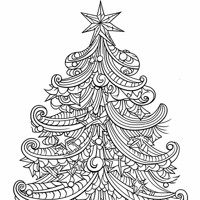 Image For Post Detailed Christmas Tree and Ornaments - Printable Coloring Page