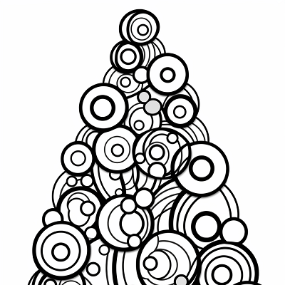 Image For Post Abstract Christmas Tree Circle Elements - Printable Coloring Page