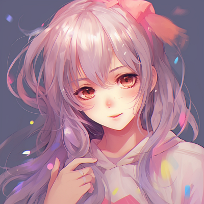 Image For Post | Anime profile with a multi-colored halo-like background, detailed character design and rich colors. multicolored cute pfp anime - [cute pfp anime](https://hero.page/pfp/cute-pfp-anime)