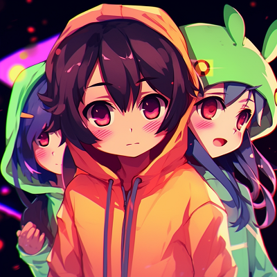 Image For Post Chibi Characters in Neon - anime 3 matching pfp aesthetics