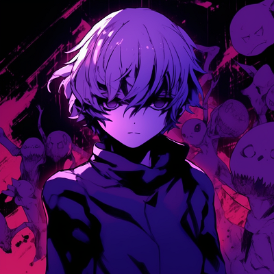 Image For Post | Silhouettes of Tokyo Ghoul characters against an abstract purple backdrop, vivid colors and simplified design. top-notch purple anime wallpapers - [Expert Purple Anime PFP](https://hero.page/pfp/expert-purple-anime-pfp)