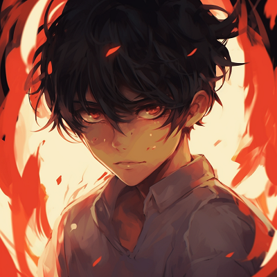 Image For Post | Anime boy image with striking expression, depicted in reddish hues. anime pfp boy colors - [Anime Pfp Boy](https://hero.page/pfp/anime-pfp-boy)