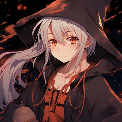 Image For Post | An anime boy dressed as a witch, vivid blacks and purples, and detailed costume. halloween pfp anime boys - [Halloween Anime PFP Spotlight](https://hero.page/pfp/halloween-anime-pfp-spotlight)