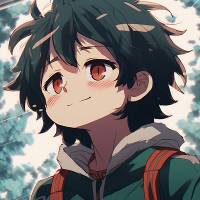 Image For Post | Deku in a dynamic pose showcasing his quirk, detailed linework, and vibrant greens. catchy anime pfp selections - [Best Anime PFP](https://hero.page/pfp/best-anime-pfp)