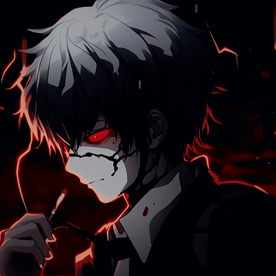 Image For Post | The dark shift of Kaneki into his ghoul form, featuring detailed ghoul characteristics and monochrome color palette. unique anime gif pfp - [Anime GIF PFP Central](https://hero.page/pfp/anime-gif-pfp-central)