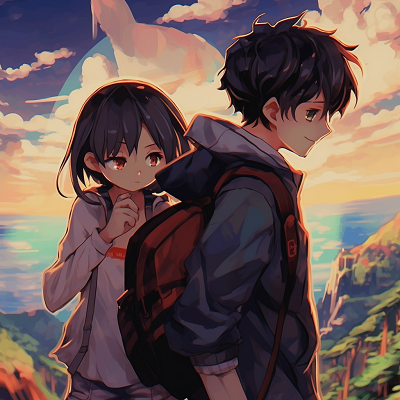Image For Post | Two anime best friends embarking on an adventure, featuring a vibrant backdrop. anime matching pfp for best friends anime pfp - [Best Anime Matching pfp](https://hero.page/pfp/best-anime-matching-pfp)