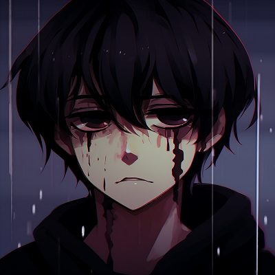 Image For Post | Portrait of a forlorn anime boy, melancholic color palette and strong line art. sad pfp anime boy characters - [Sad PFP Anime](https://hero.page/pfp/sad-pfp-anime)