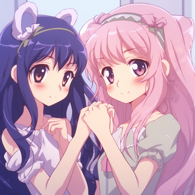 Image For Post | Tokyo Mew Mew Heroines in matching profiles, pastel tones and detailed lines. trending matching anime pfp best friends - female - [Matching Anime PFP Best Friends Collection](https://hero.page/pfp/matching-anime-pfp-best-friends-collection)