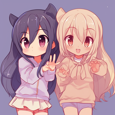 Image For Post | Two chibi style characters smiling together, soft color palette. adorable matching anime pfp for best friends - [Matching Anime PFP Best Friends Collection](https://hero.page/pfp/matching-anime-pfp-best-friends-collection)