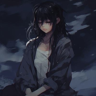 Image For Post | Joshua deep in thought, under a starlit sky, classic anime style combined with intense colors. aesthetic depressed pfp images - [Depressed Anime PFP Collection](https://hero.page/pfp/depressed-anime-pfp-collection)
