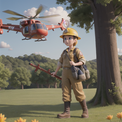 Image For Post Anime, farmer, firefighter, helicopter, forest, princess, HD, 4K, AI Generated Art
