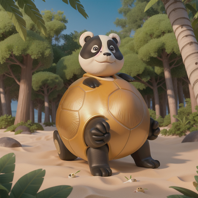Image For Post Anime, turtle, golden egg, beach, panda, forest, HD, 4K, AI Generated Art