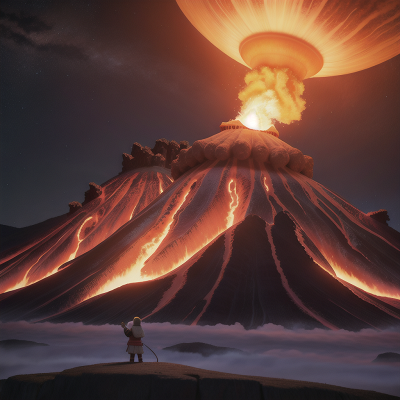 Image For Post Anime, fire, space, volcano, wizard, village, HD, 4K, AI Generated Art