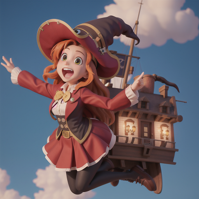 Image For Post Anime, jumping, virtual reality, bus, pirate ship, witch, HD, 4K, AI Generated Art