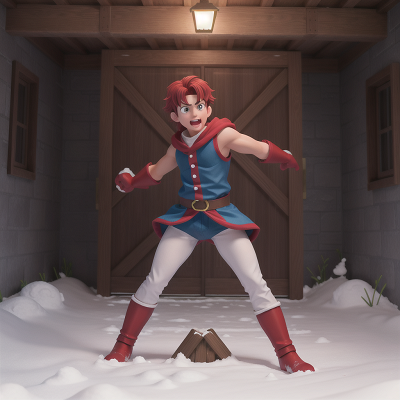 Image For Post Anime, hero, dancing, fighting, snow, hidden trapdoor, HD, 4K, AI Generated Art