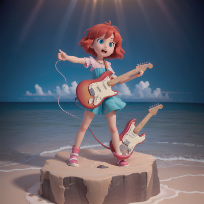 Image For Post Anime, failure, surprise, ocean, electric guitar, crystal ball, HD, 4K, AI Generated Art
