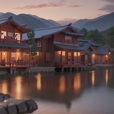 Image For Post Anime, samurai, seafood restaurant, wild west town, river, firefighter, HD, 4K, AI Generated Art