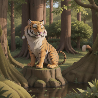 Image For Post Anime, cat, forest, troll, tiger, wormhole, HD, 4K, AI Generated Art