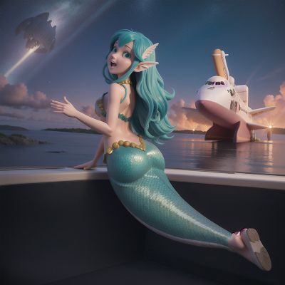 Image For Post Anime, mermaid, bus, alien, celebrating, space shuttle, HD, 4K, AI Generated Art