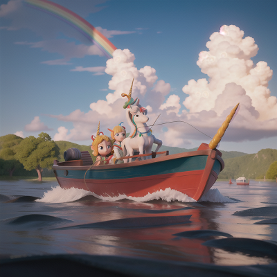 Image For Post Anime, flood, boat, airplane, rainbow, unicorn, HD, 4K, AI Generated Art