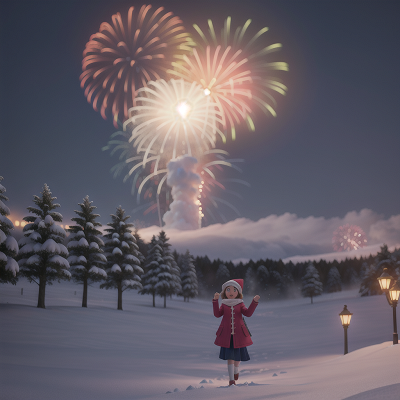 Image For Post Anime, snow, fireworks, celebrating, fog, park, HD, 4K, AI Generated Art